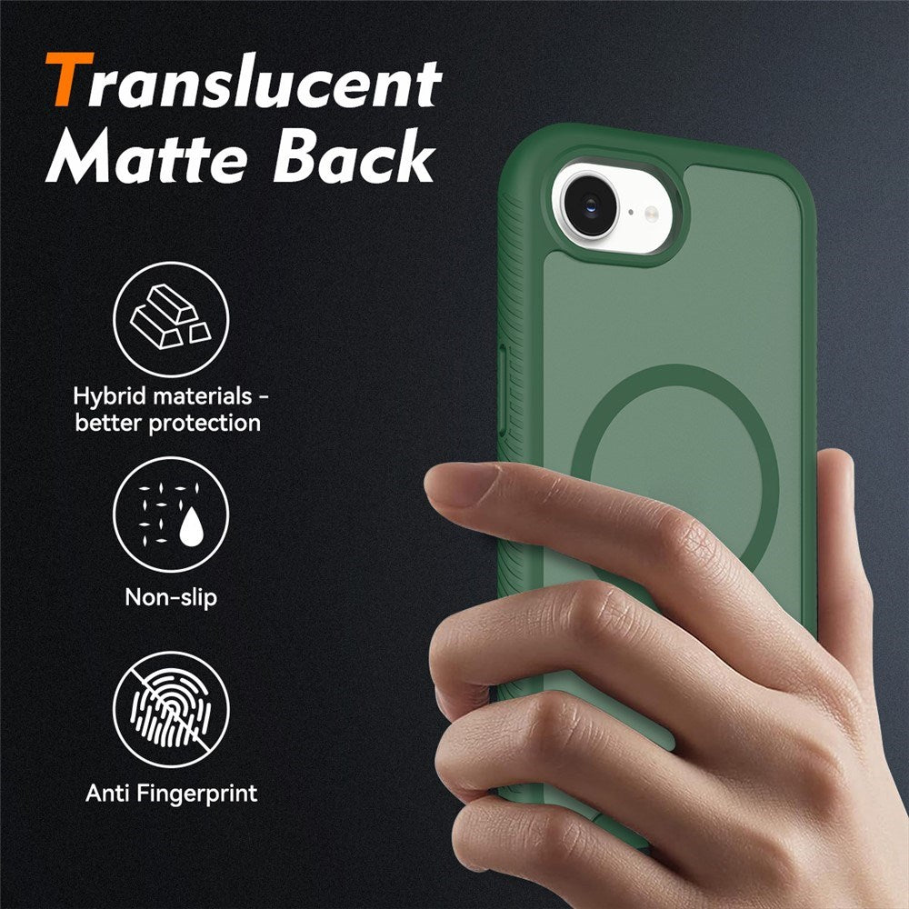iPhone 17e / 16e EIDERWOOD Mat Hybrid Cover m. Skærmbeskyttelsesramme - Grøn