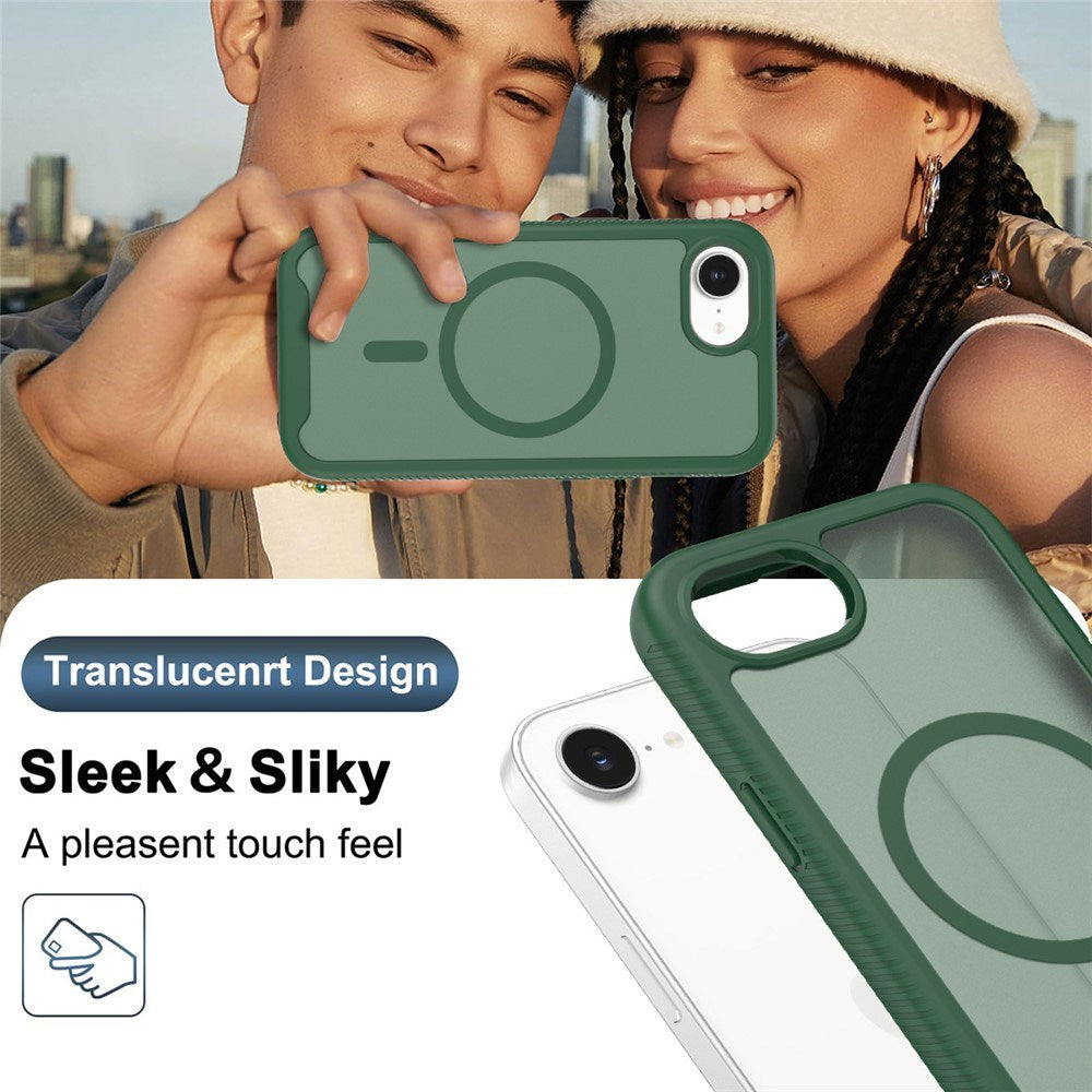 iPhone 17e / 16e EIDERWOOD Mat Hybrid Cover m. Skærmbeskyttelsesramme - Grøn
