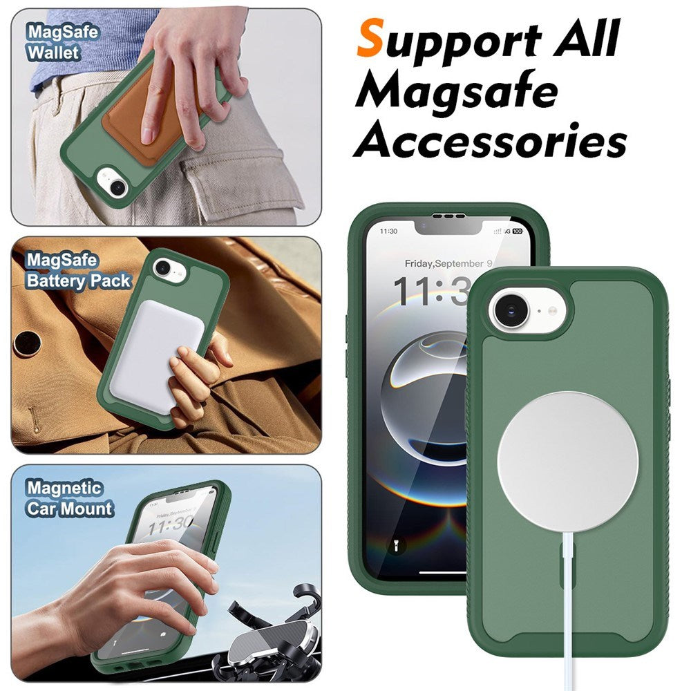 iPhone 17e / 16e EIDERWOOD Mat Hybrid Cover m. Skærmbeskyttelsesramme - Grøn