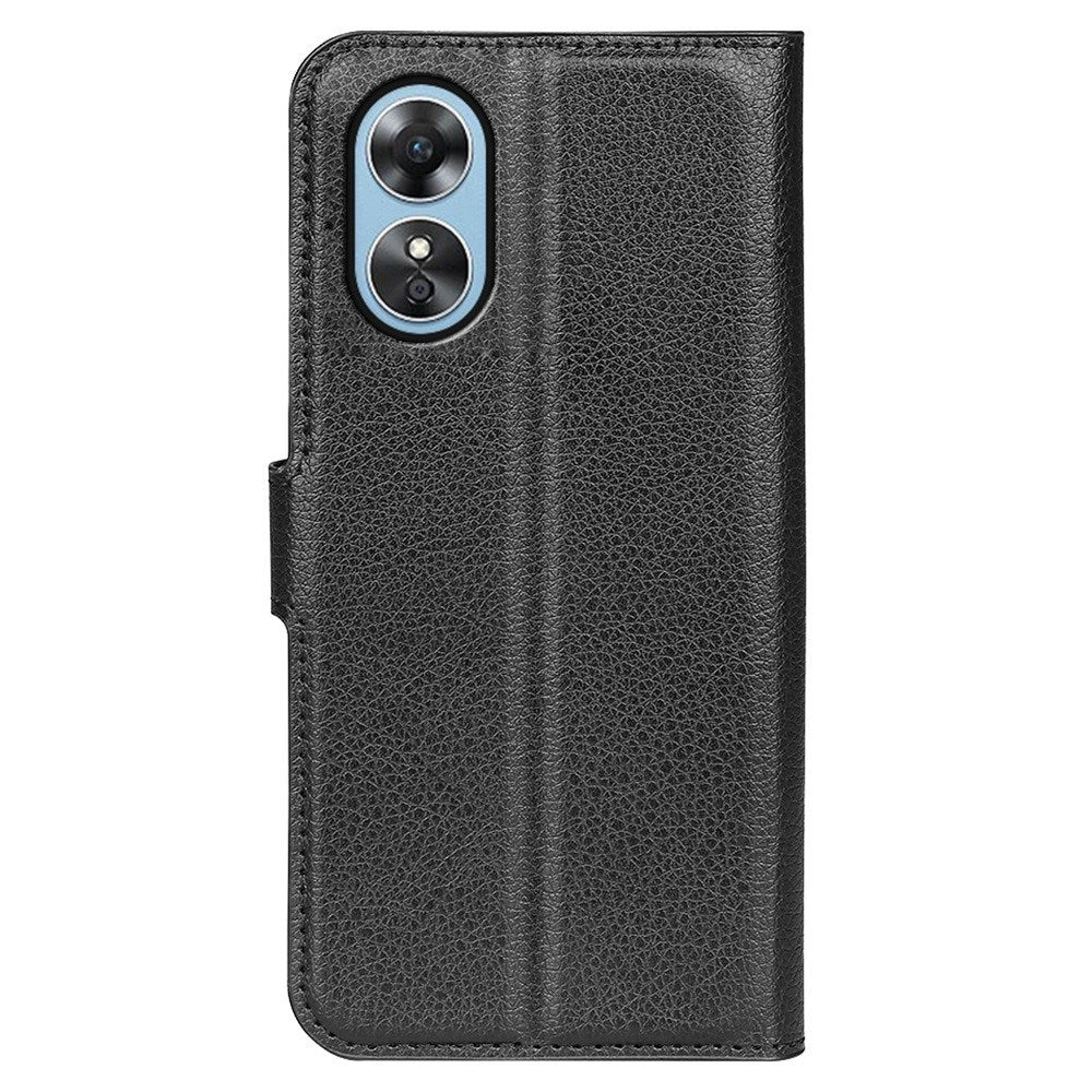 OPPO A17 EIDERWOOD Kunstlæder Flip Cover m. Kortholder & Ståfunktion - Sort