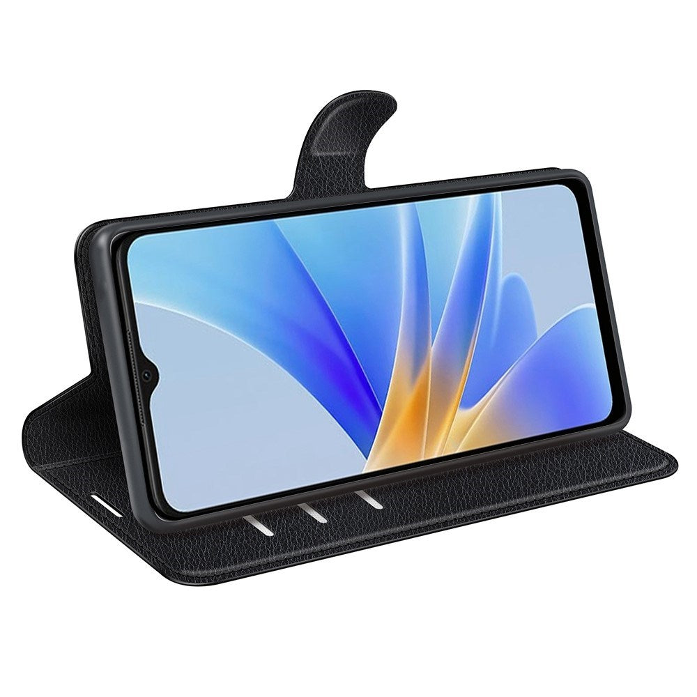 OPPO A17 EIDERWOOD Kunstlæder Flip Cover m. Kortholder & Ståfunktion - Sort