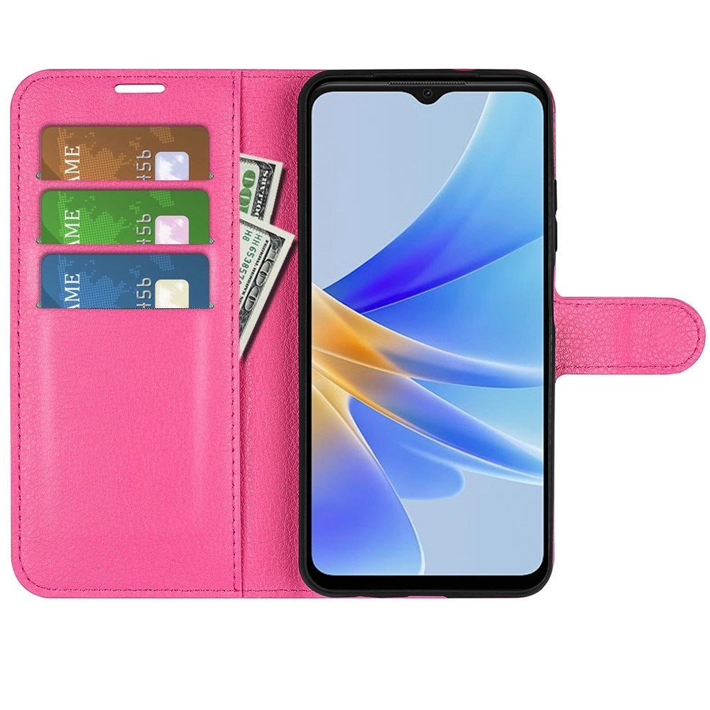 OPPO A17 EIDERWOOD Kunstlæder Flip Cover m. Kortholder & Ståfunktion - Pink