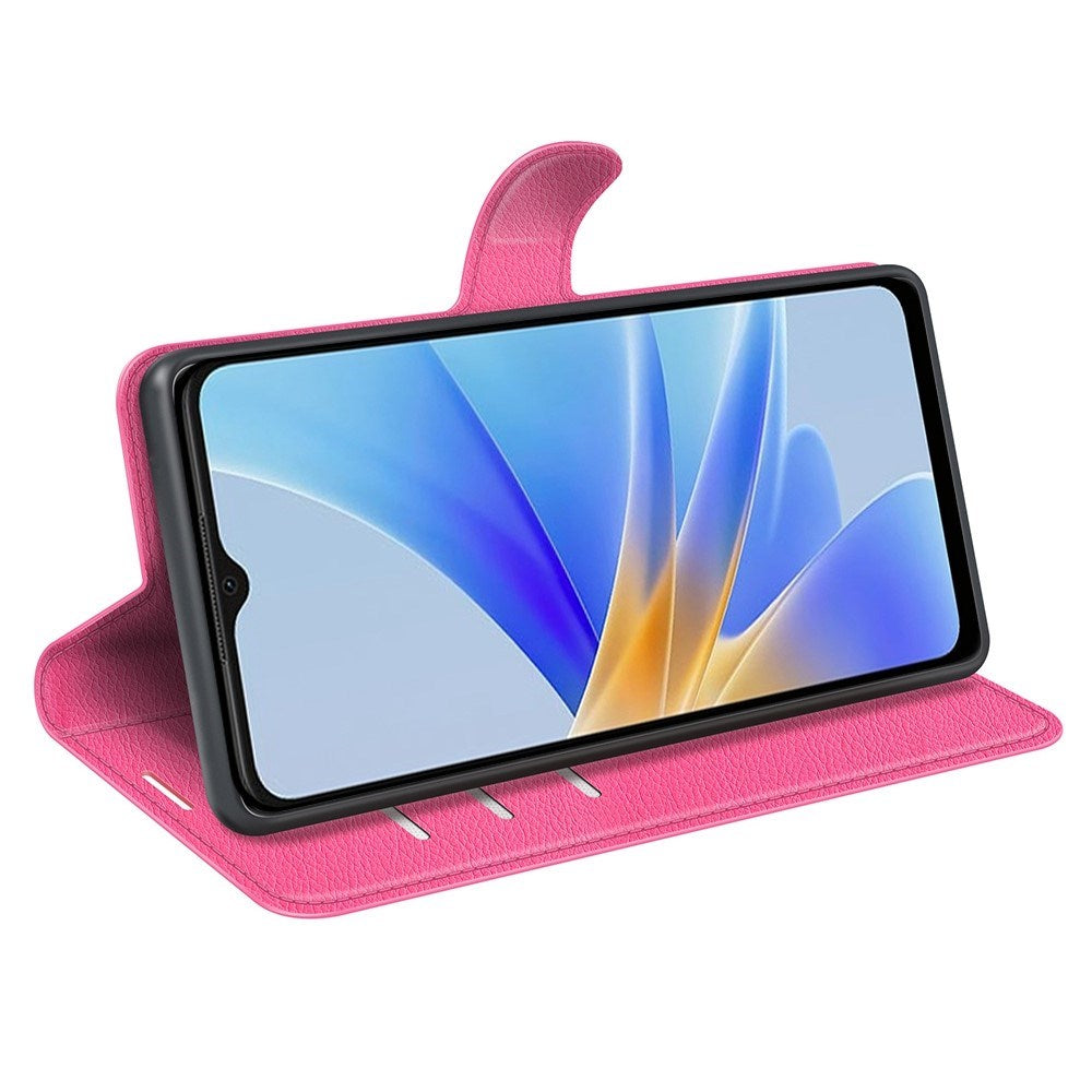 OPPO A17 EIDERWOOD Kunstlæder Flip Cover m. Kortholder & Ståfunktion - Pink