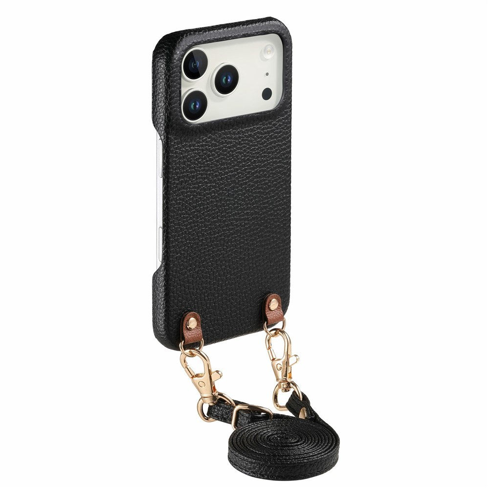 iPhone 17 Pro EIDERWOOD Kunstlæder Bagside Cover m. Strop - Sort
