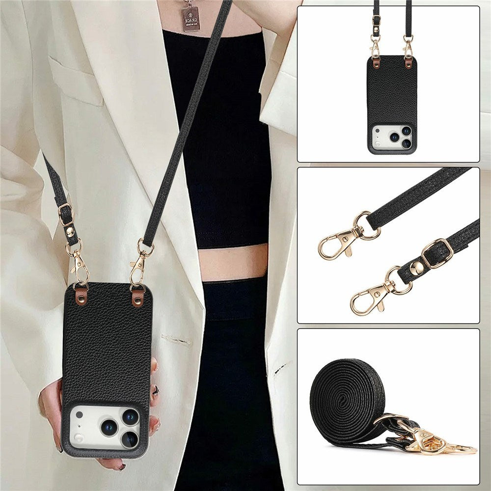 iPhone 17 Pro EIDERWOOD Kunstlæder Bagside Cover m. Strop - Sort