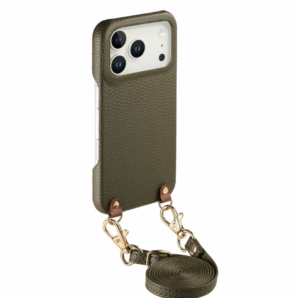 iPhone 17 Pro EIDERWOOD Kunstlæder Bagside Cover m. Strop - Grøn