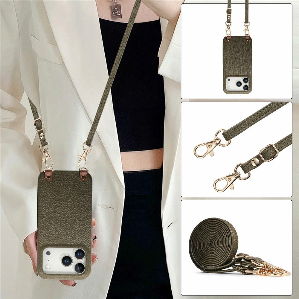 iPhone 17 Pro EIDERWOOD Kunstlæder Bagside Cover m. Strop - Grøn