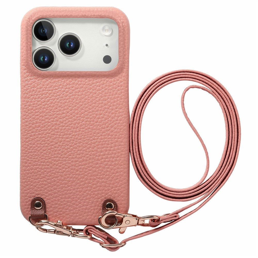 iPhone 17 Pro Max EIDERWOOD Kunstlæder Bagside Cover m. Strop - Lyserød
