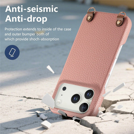 iPhone 17 Pro Max EIDERWOOD Kunstlæder Bagside Cover m. Strop - Lyserød