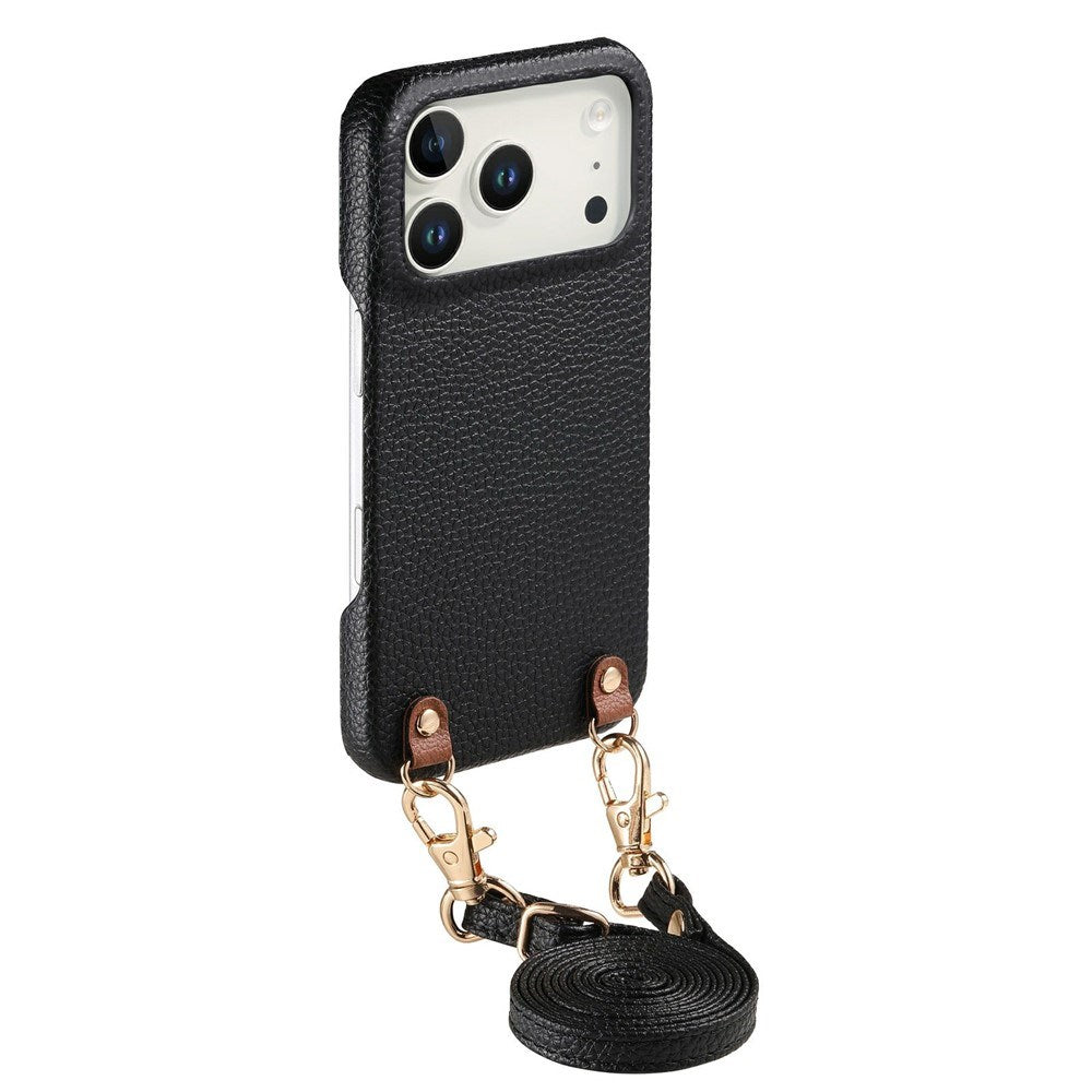 iPhone 17 Pro Max EIDERWOOD Kunstlæder Bagside Cover m. Strop - Sort
