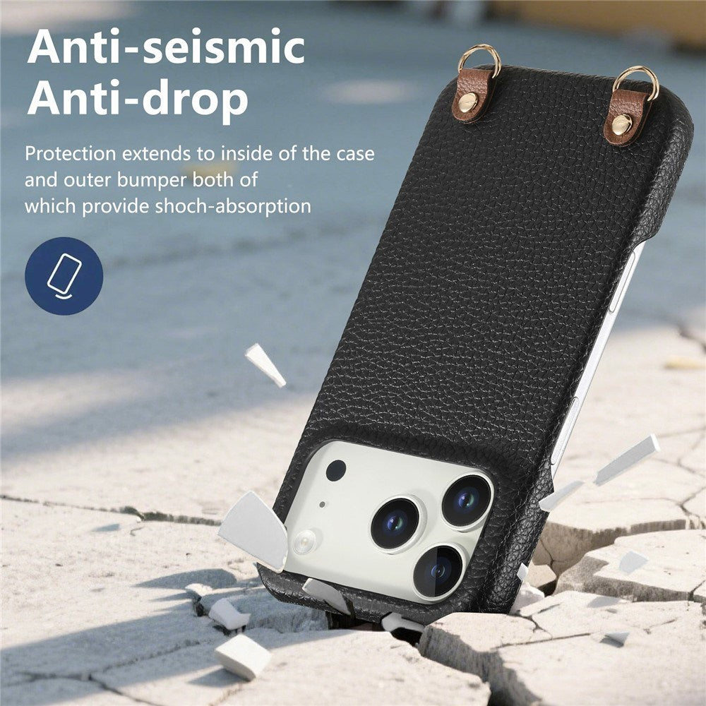 iPhone 17 Pro Max EIDERWOOD Kunstlæder Bagside Cover m. Strop - Sort