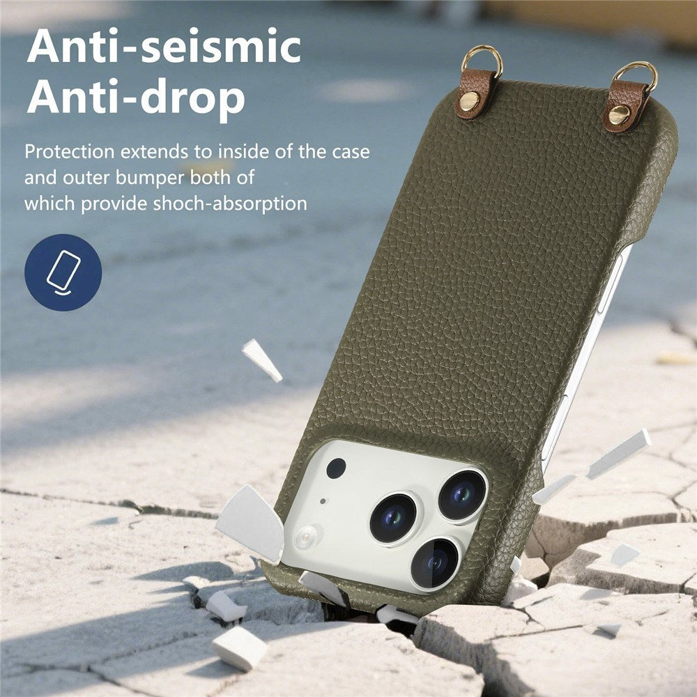 iPhone 17 Pro Max EIDERWOOD Kunstlæder Bagside Cover m. Strop - Grøn