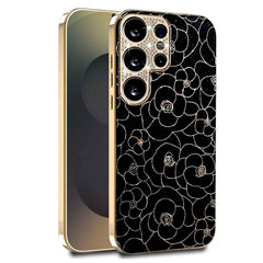 Samsung Galaxy S26 Ultra EIDERWOOD Hybrid Plast Cover m. Blomster & Diamant Kamera - Sort