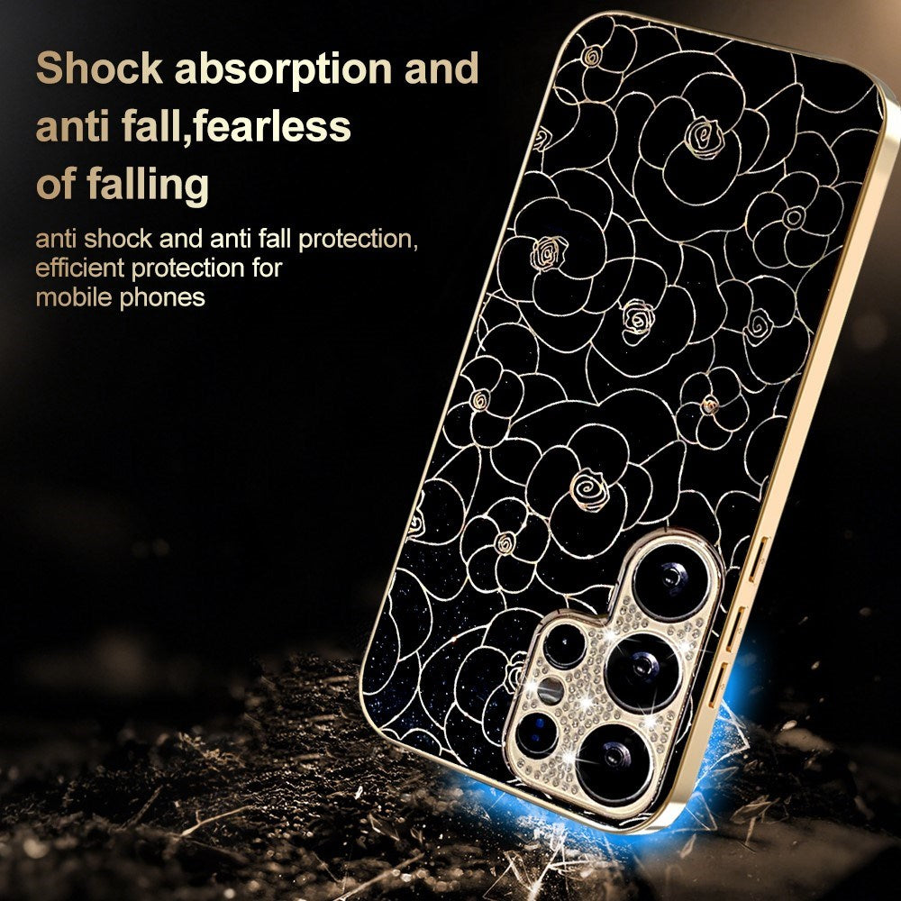 Samsung Galaxy S26 Ultra EIDERWOOD Hybrid Plast Cover m. Blomster & Diamant Kamera - Sort