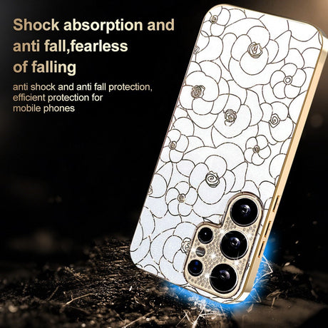 Samsung Galaxy S26 Ultra EIDERWOOD Hybrid Plast Cover m. Blomster & Diamant Kamera - Hvid