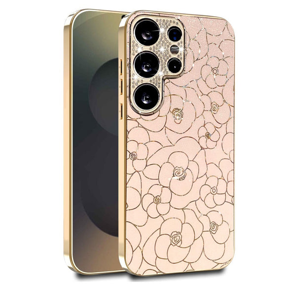 Samsung Galaxy S26 Ultra EIDERWOOD Hybrid Plast Cover m. Blomster & Diamant Kamera - Lyserød