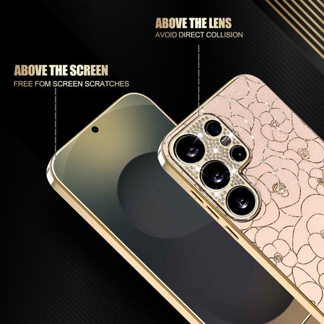 Samsung Galaxy S26 Ultra EIDERWOOD Hybrid Plast Cover m. Blomster & Diamant Kamera - Lyserød