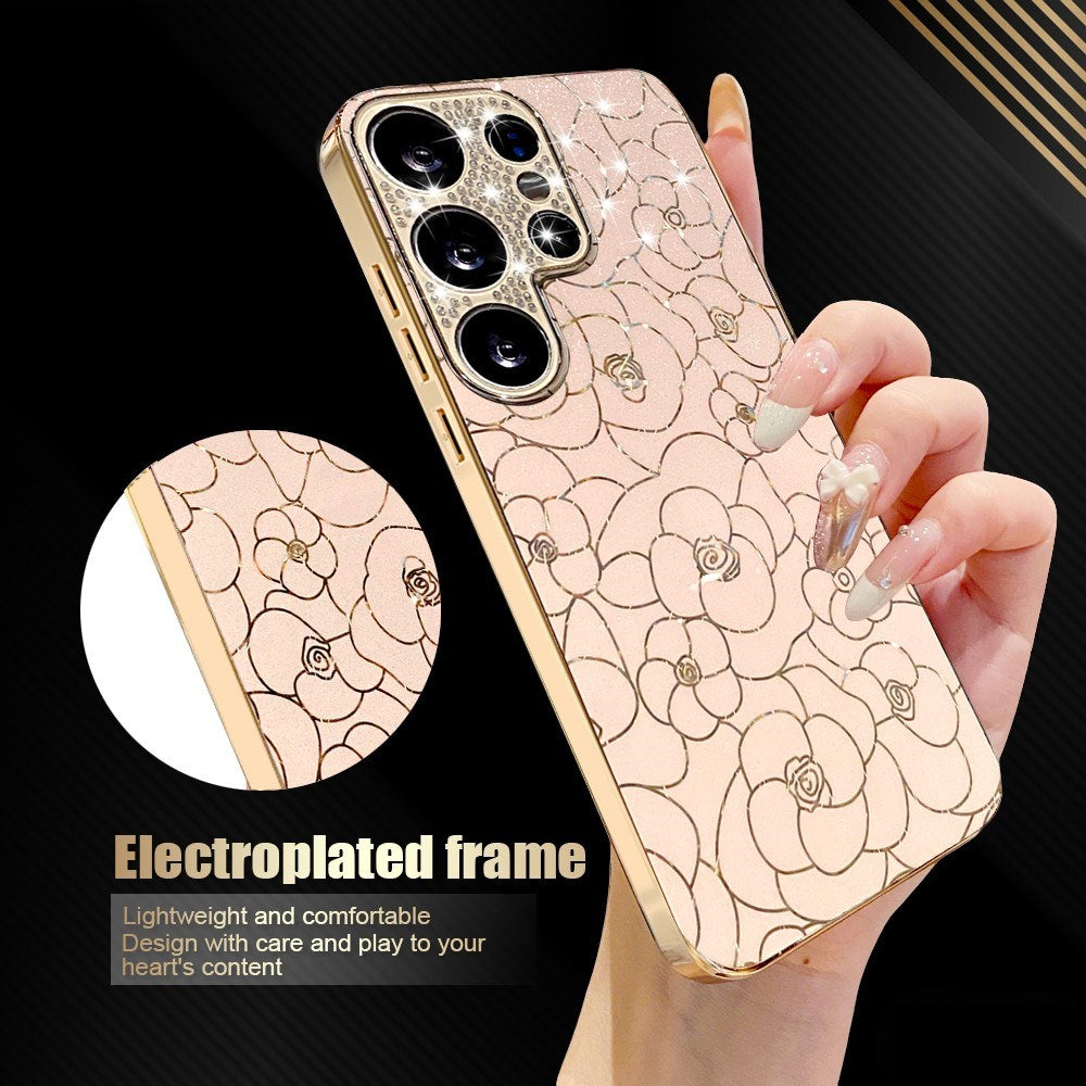 Samsung Galaxy S26 Ultra EIDERWOOD Hybrid Plast Cover m. Blomster & Diamant Kamera - Lyserød