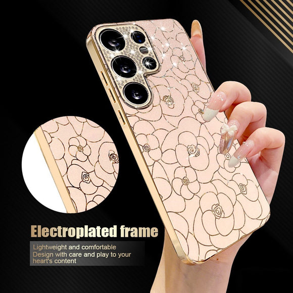 Samsung Galaxy S26 Ultra EIDERWOOD Hybrid Plast Cover m. Blomster & Diamant Kamera - Lyserød
