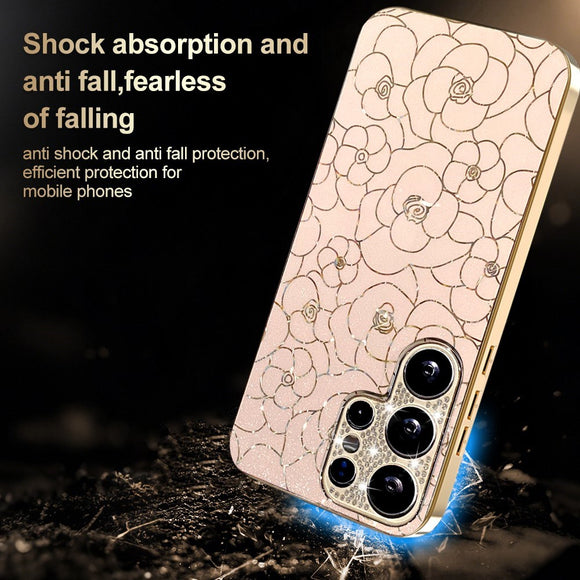 Samsung Galaxy S26 Ultra EIDERWOOD Hybrid Plast Cover m. Blomster & Diamant Kamera - Lyserød