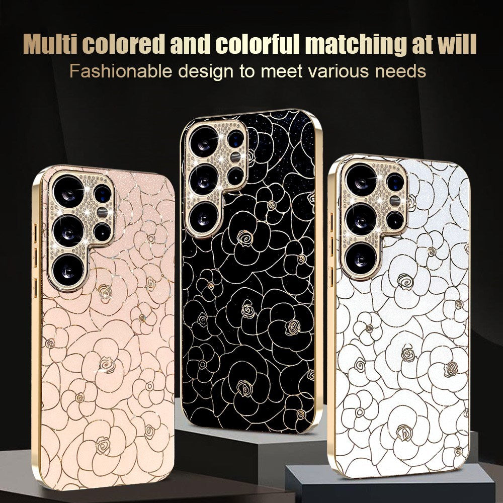 Samsung Galaxy S26 Ultra EIDERWOOD Hybrid Plast Cover m. Blomster & Diamant Kamera - Lyserød