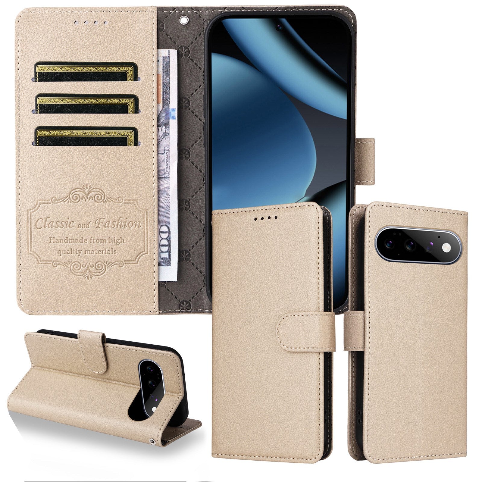 EIDERWOOD Google Pixel 11 / 11 Pro Flipcover - Kortholder & Håndledsrem - Beige