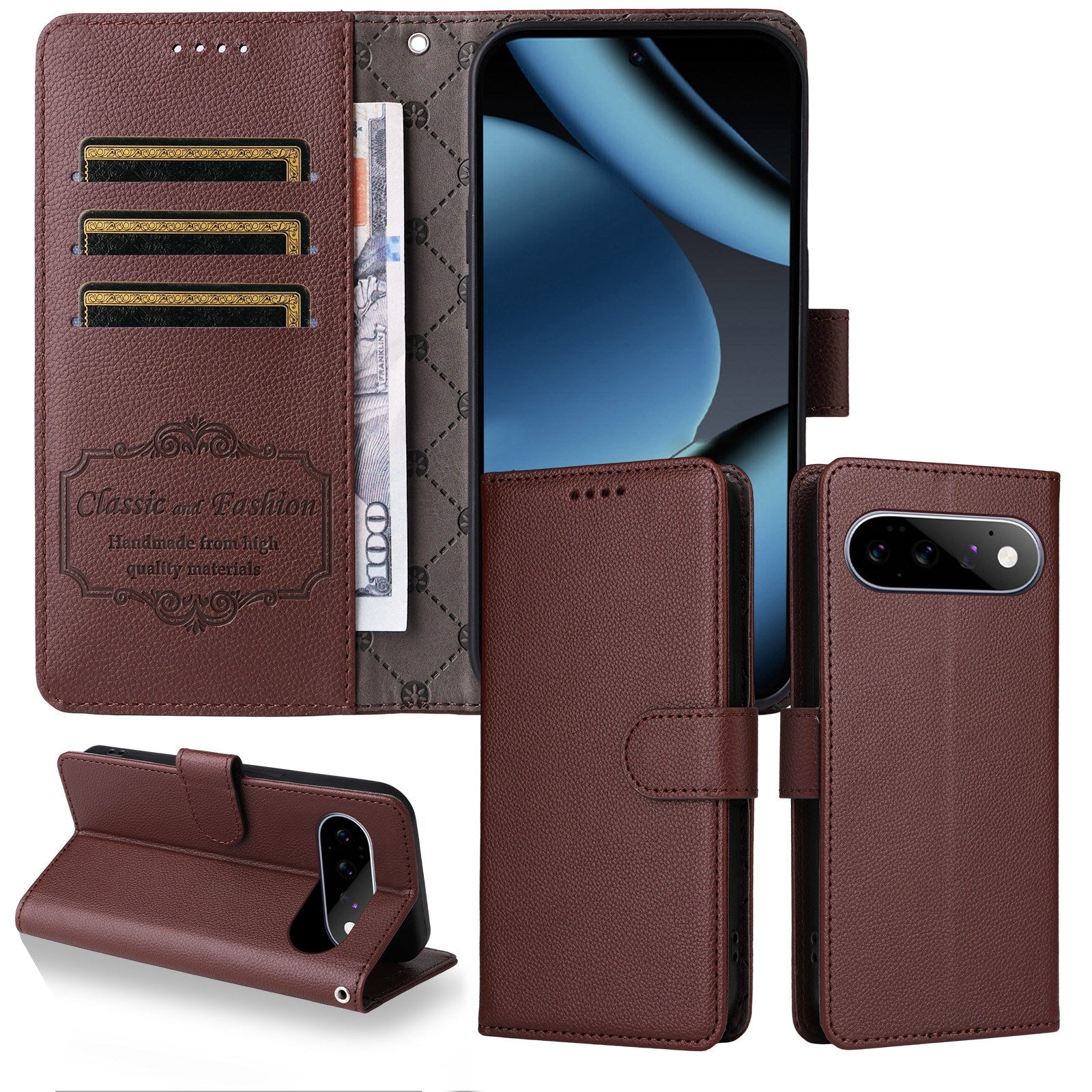 EIDERWOOD Google Pixel 11 / 11 Pro Flipcover - Kortholder & Håndledsrem - Brun