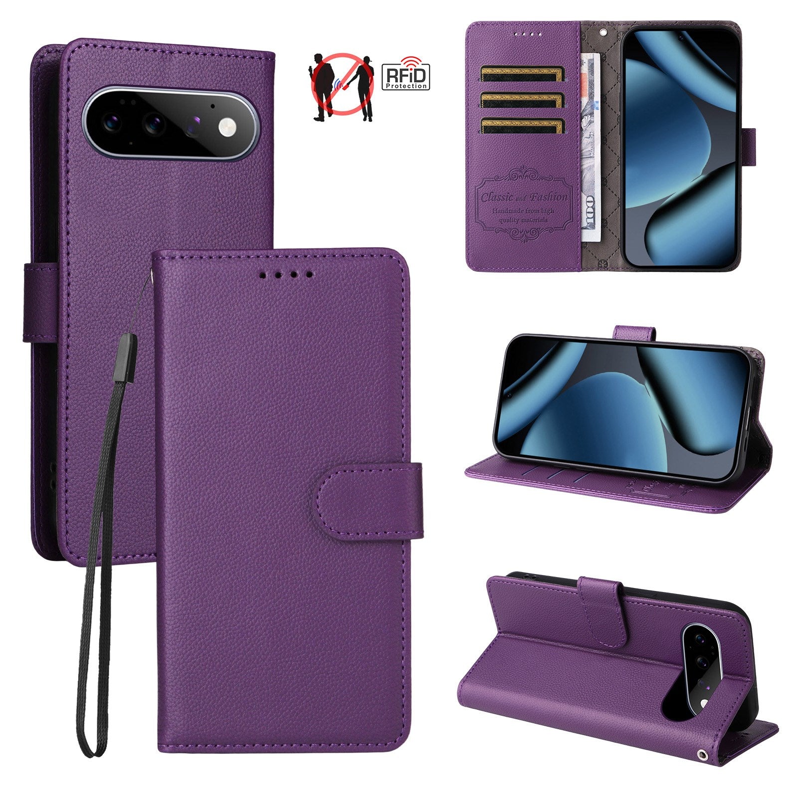 EIDERWOOD Google Pixel 11 / 11 Pro Flipcover - Kortholder & Håndledsrem - Lilla