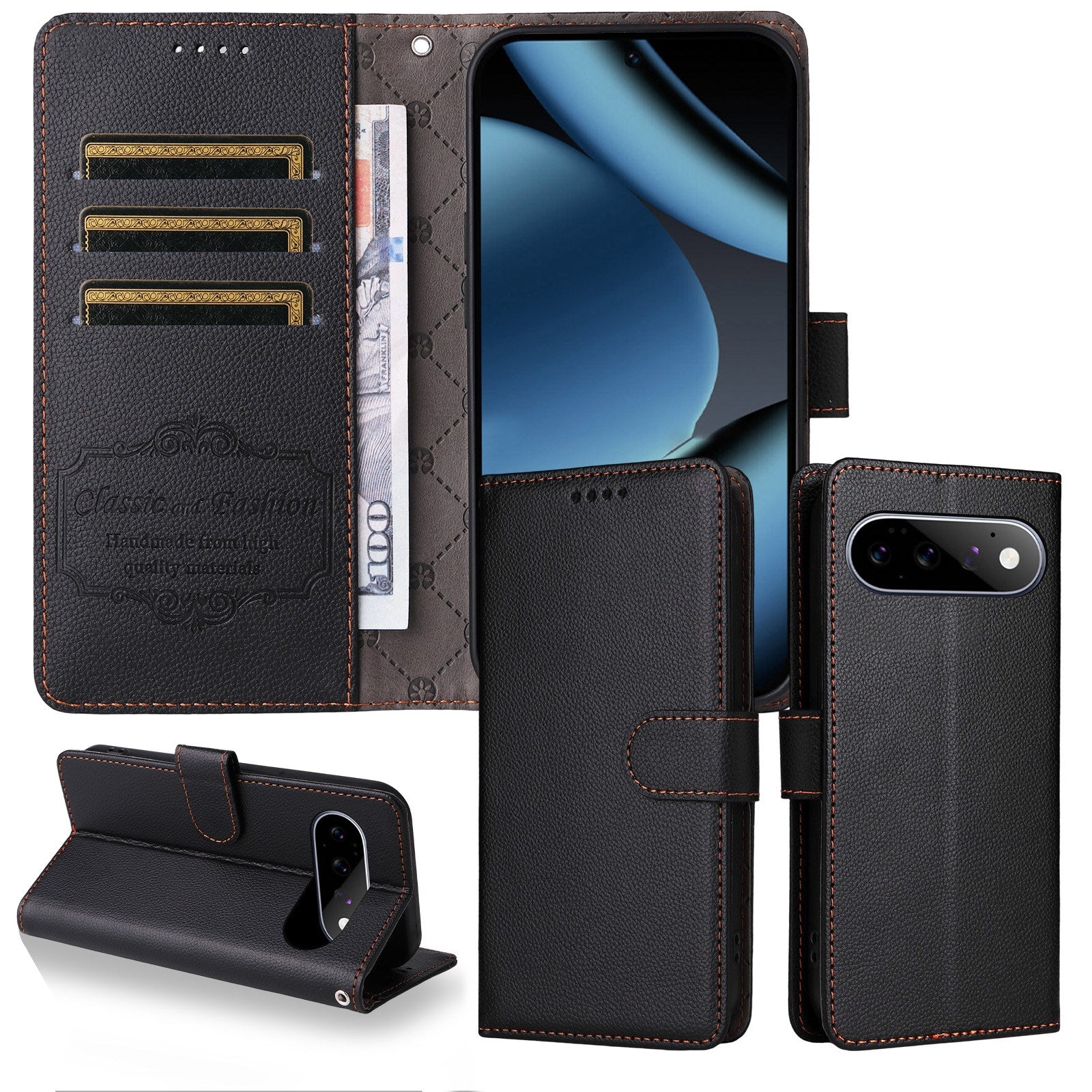 EIDERWOOD Google Pixel 11 / 11 Pro Flipcover - Kortholder & Håndledsrem - Sort