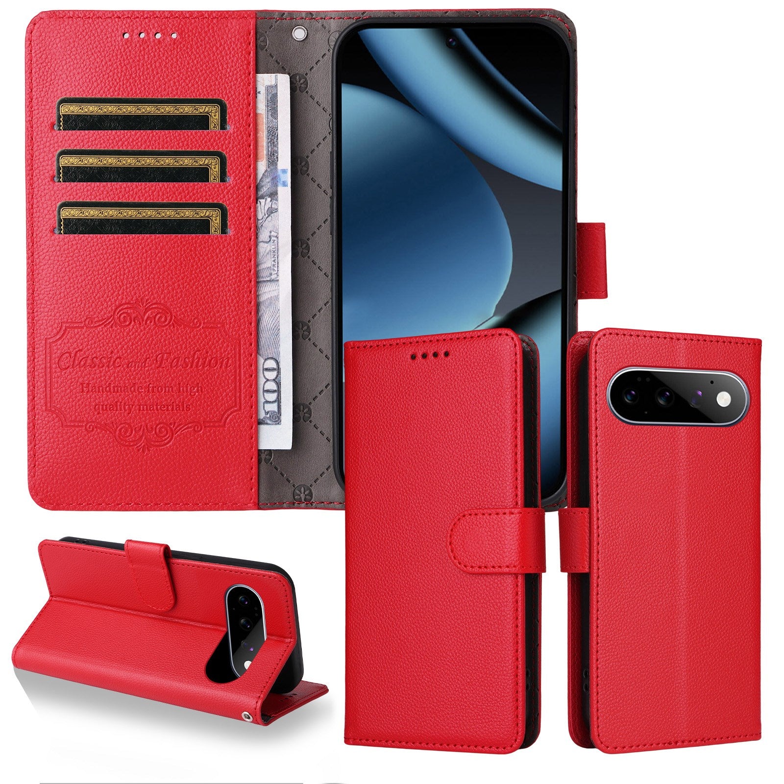 EIDERWOOD Google Pixel 11 / 11 Pro Flipcover - Kortholder & Håndledsrem - Rød