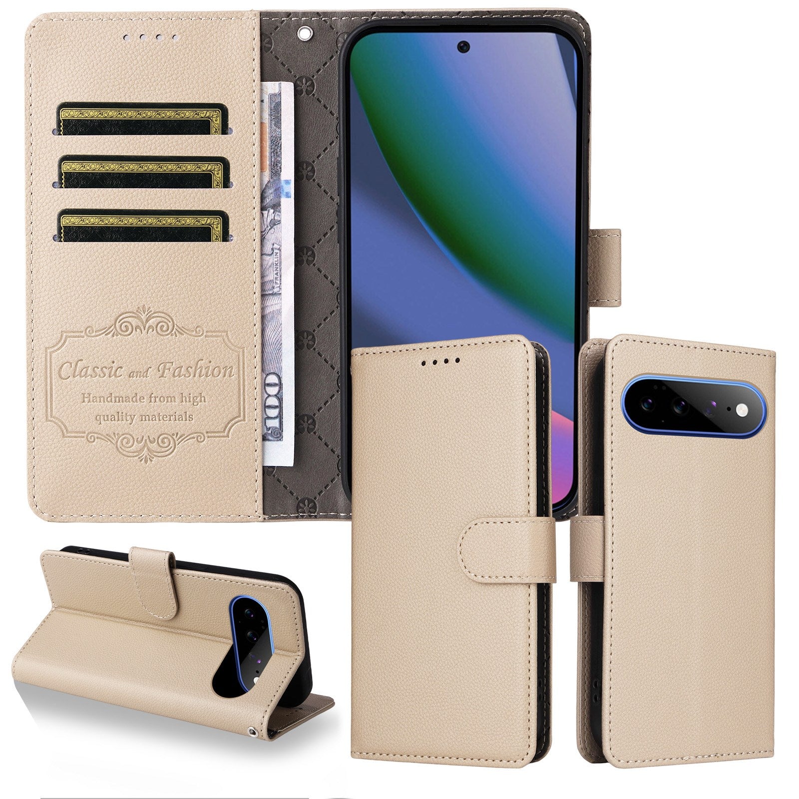 EIDERWOOD Google Pixel 11 Pro XL Flipcover - Kortholder & Håndledsrem - Beige