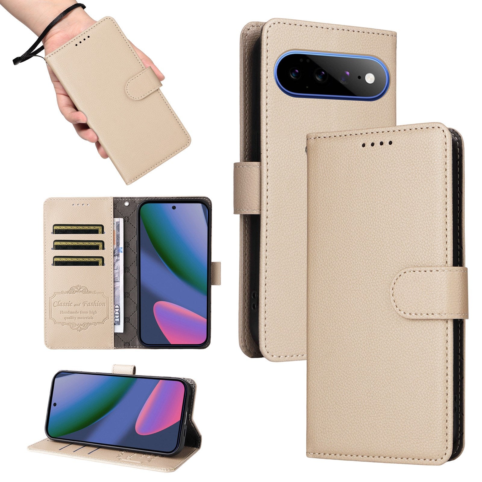 EIDERWOOD Google Pixel 11 Pro XL Flipcover - Kortholder & Håndledsrem - Beige