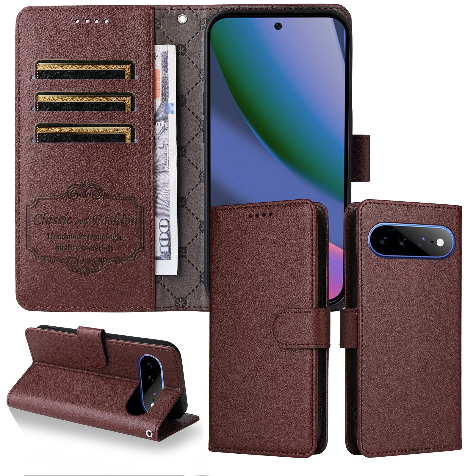 EIDERWOOD Google Pixel 11 Pro XL Flipcover - Kortholder & Håndledsrem - Brun