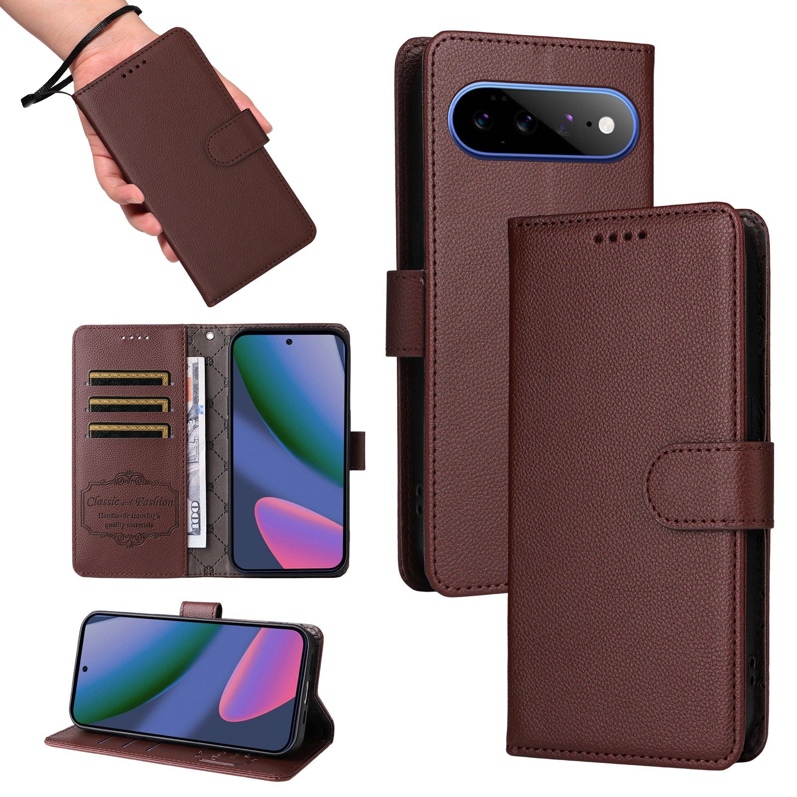 EIDERWOOD Google Pixel 11 Pro XL Flipcover - Kortholder & Håndledsrem - Brun