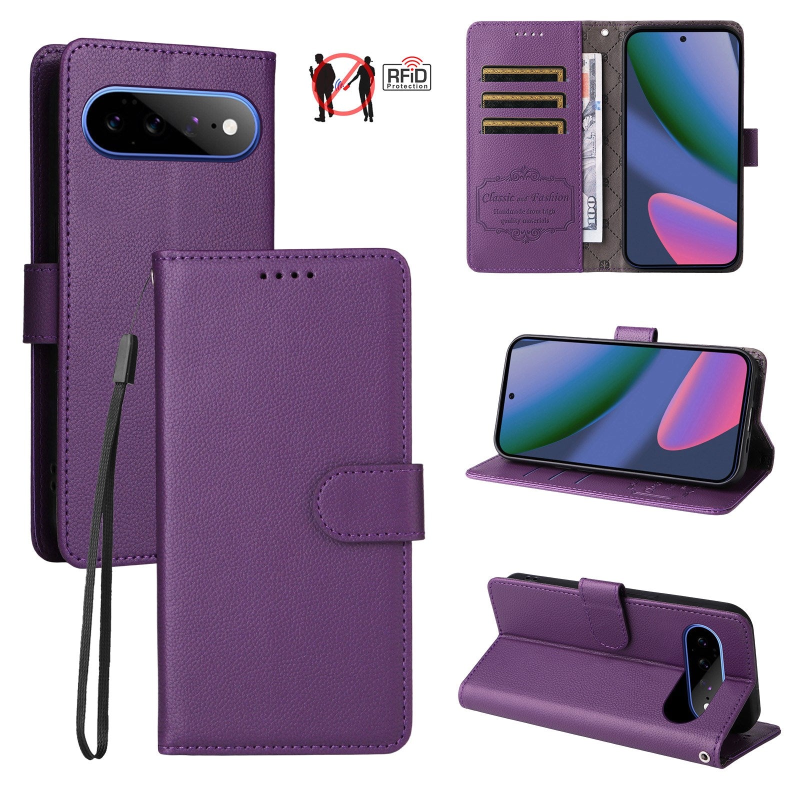 EIDERWOOD Google Pixel 11 Pro XL Flipcover - Kortholder & Håndledsrem - Lilla
