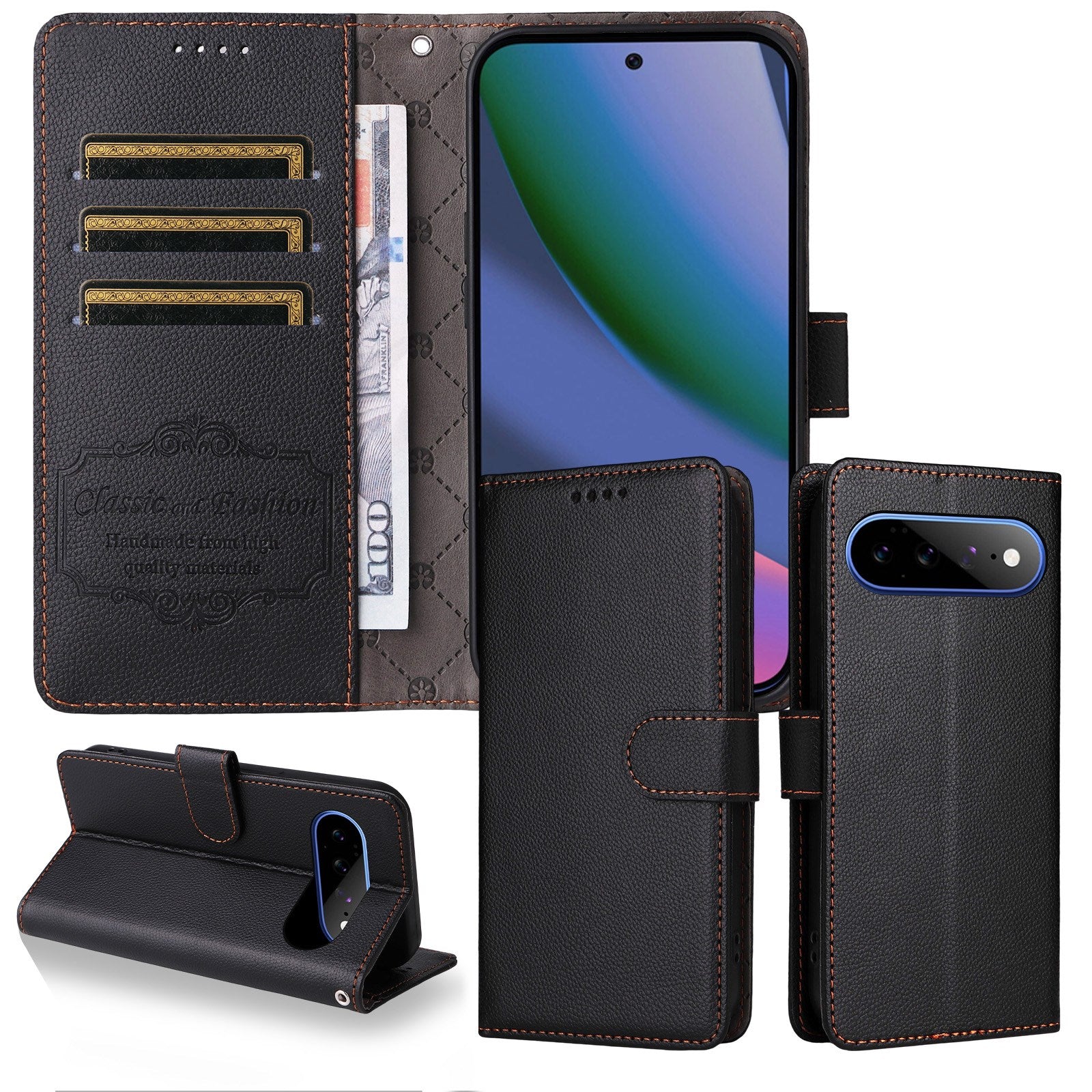 EIDERWOOD Google Pixel 11 Pro XL Flipcover - Kortholder & Håndledsrem - Sort
