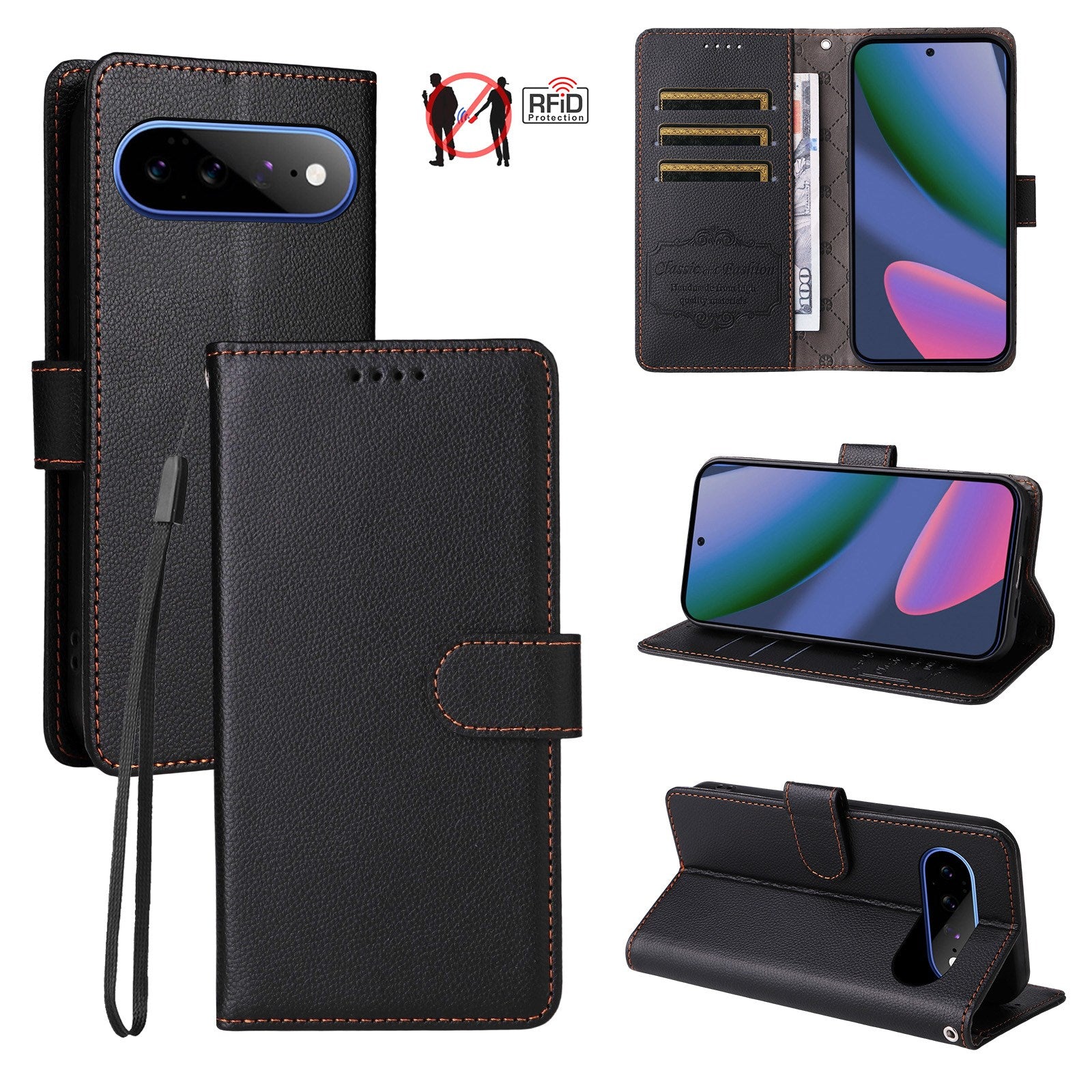 EIDERWOOD Google Pixel 11 Pro XL Flipcover - Kortholder & Håndledsrem - Sort