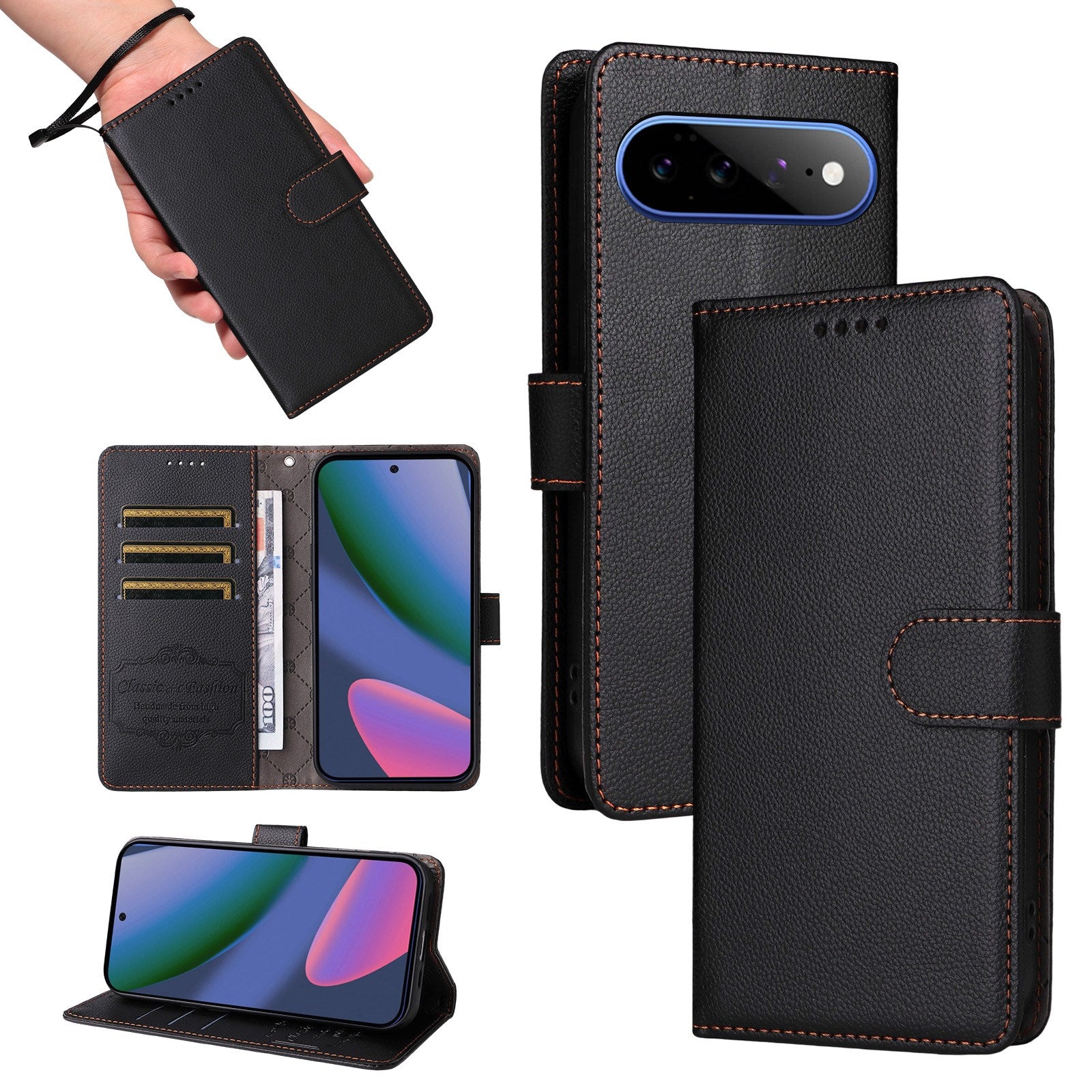 EIDERWOOD Google Pixel 11 Pro XL Flipcover - Kortholder & Håndledsrem - Sort