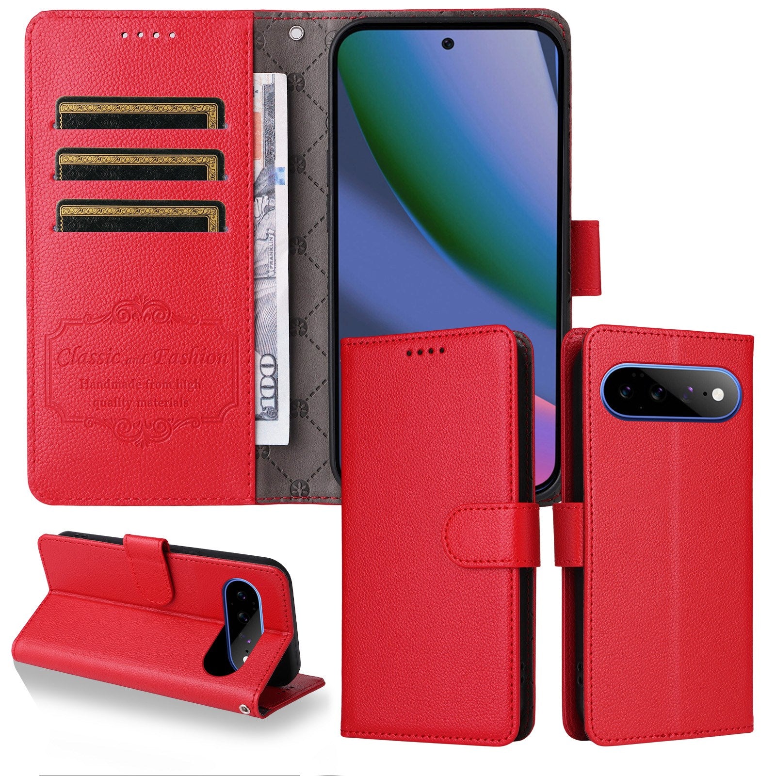 EIDERWOOD Google Pixel 11 Pro XL Flipcover - Kortholder & Håndledsrem - Rød