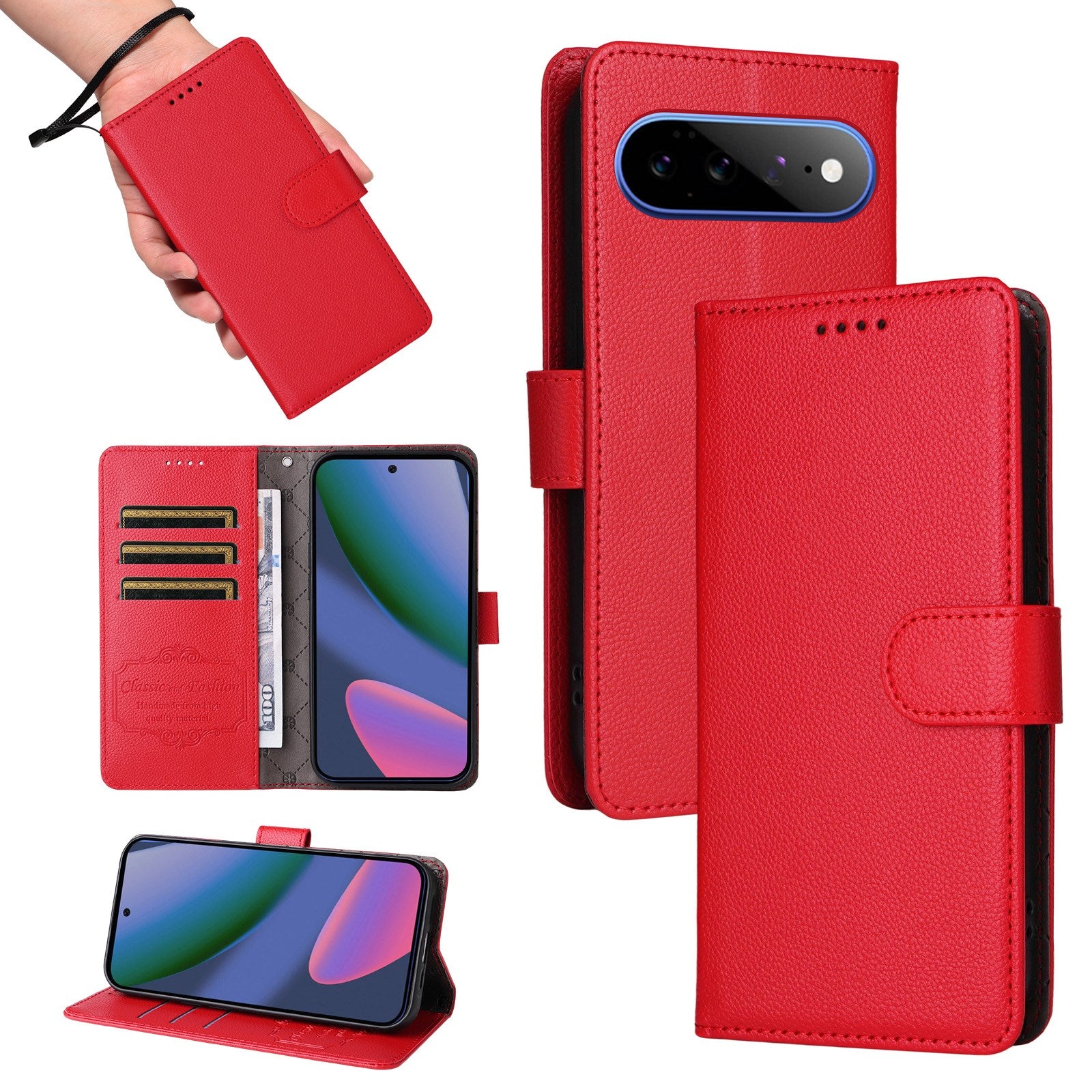 EIDERWOOD Google Pixel 11 Pro XL Flipcover - Kortholder & Håndledsrem - Rød