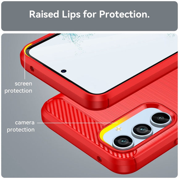 Samsung Galaxy A54 (5G) Brushed Carbon Fiber Cover - Rød