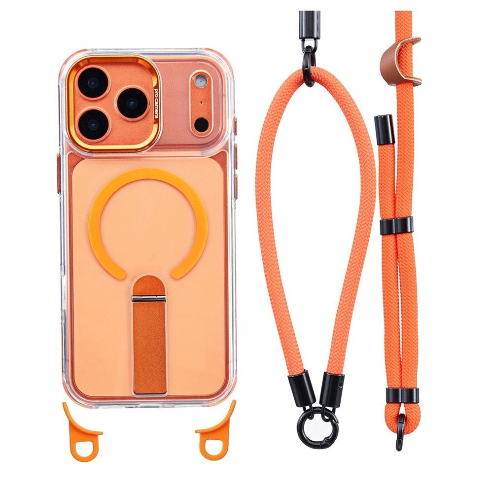 iPhone 17 Pro EIDERWOOD Cover m. Ståfunktion & Skulder- / Håndledsstrop - MagSafe Kompatibel - Orange
