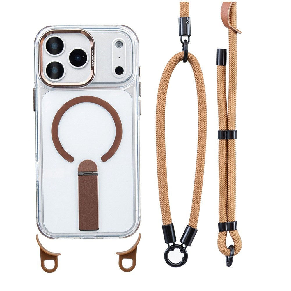 iPhone 17 Pro EIDERWOOD Cover m. Ståfunktion & Skulder- / Håndledsstrop - MagSafe Kompatibel - Guld