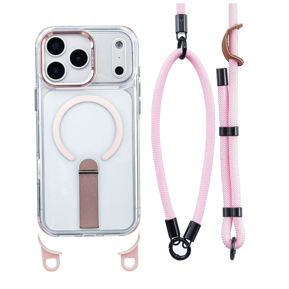 iPhone 17 Pro EIDERWOOD Cover m. Ståfunktion & Skulder- / Håndledsstrop - MagSafe Kompatibel - Lyserød