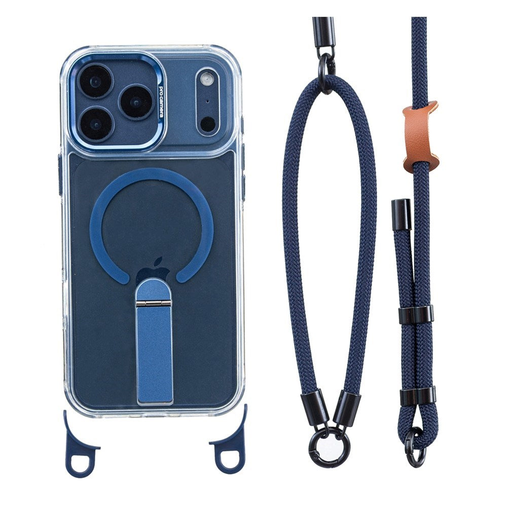 iPhone 17 Pro EIDERWOOD Cover m. Ståfunktion & Skulder- / Håndledsstrop - MagSafe Kompatibel - Blå
