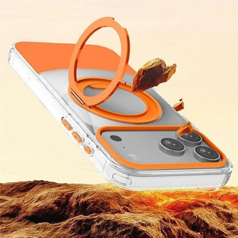 iPhone 17 Pro EIDERWOOD Hybrid Cover med Ståfunktion - MagSafe Kompatibel - Gennemsigtig / Orange
