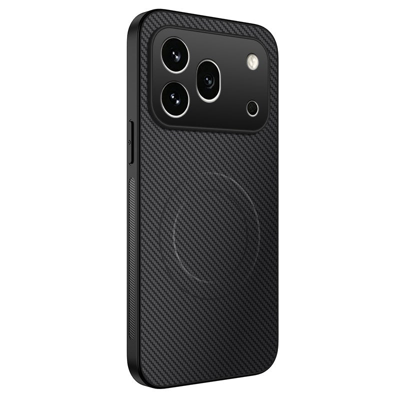Honor 600 Pro WANLONFENG Bagsidecover m. Carbon Tekstur - MagSafe Kompatibel - Sort
