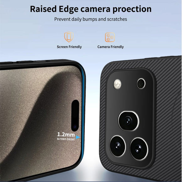 Honor 600 Pro WANLONFENG Bagsidecover m. Carbon Tekstur - MagSafe Kompatibel - Sort