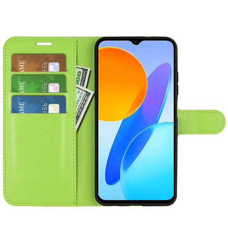 EIDERWOOD Honor X8 (5G) Kunstlæder Flip Cover m. Kortholder & Ståfunktion - Grøn