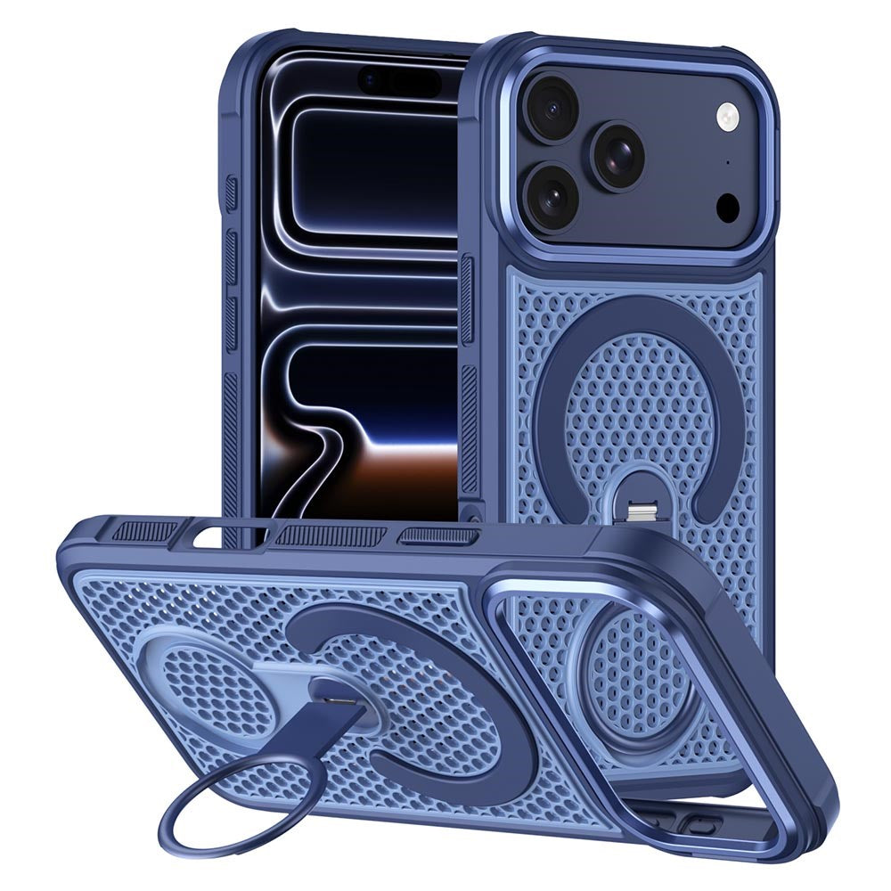iPhone 17 Pro Max EIDERWOOD Hybrid Cover m. Varmeafledning & 360° Roterende Kickstand - MagSafe Kompatibel - Blå